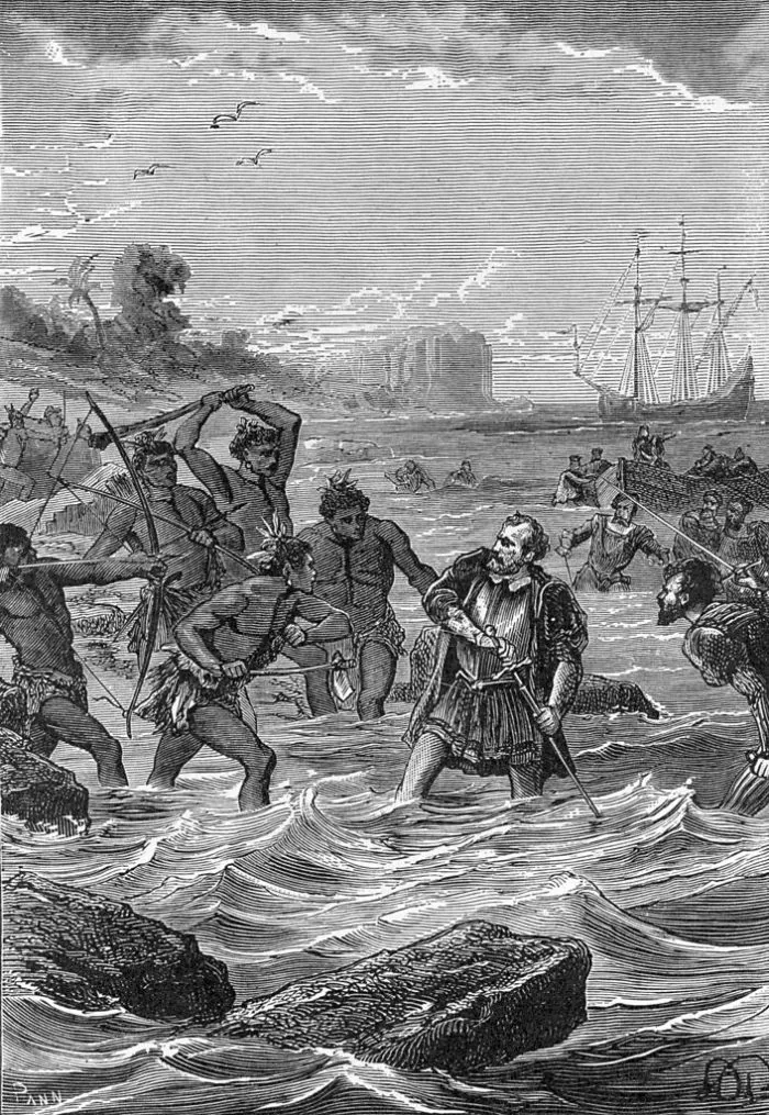 Zeichnung zu Tod von Magellan