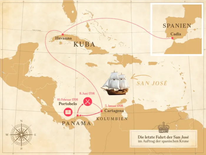Die angedachte Reiseroute der San José