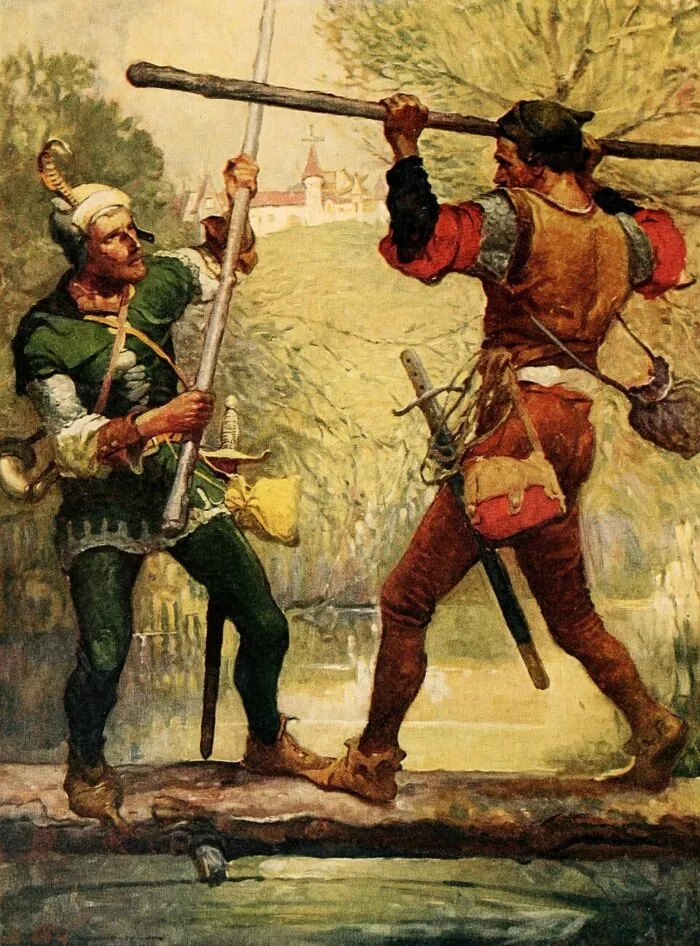 Robin Hood im Duell mit Gehilfe Little John
