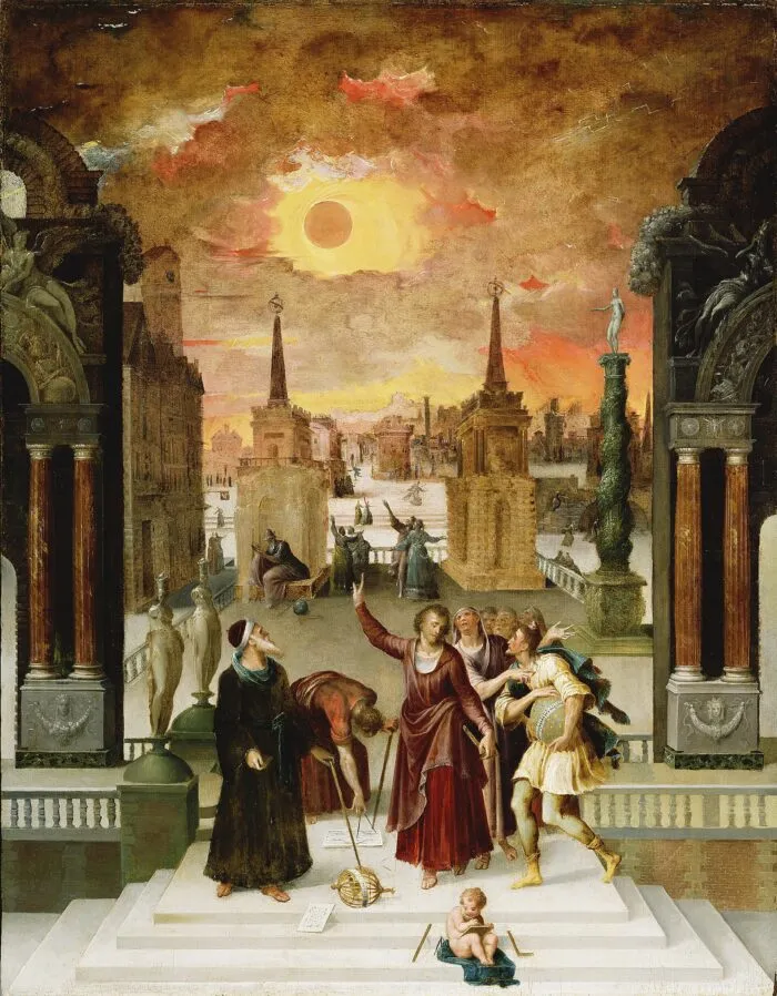 Das Gemälde „Astronomen beobachten eine Sonnenfinsternis“ von Antoine Caron