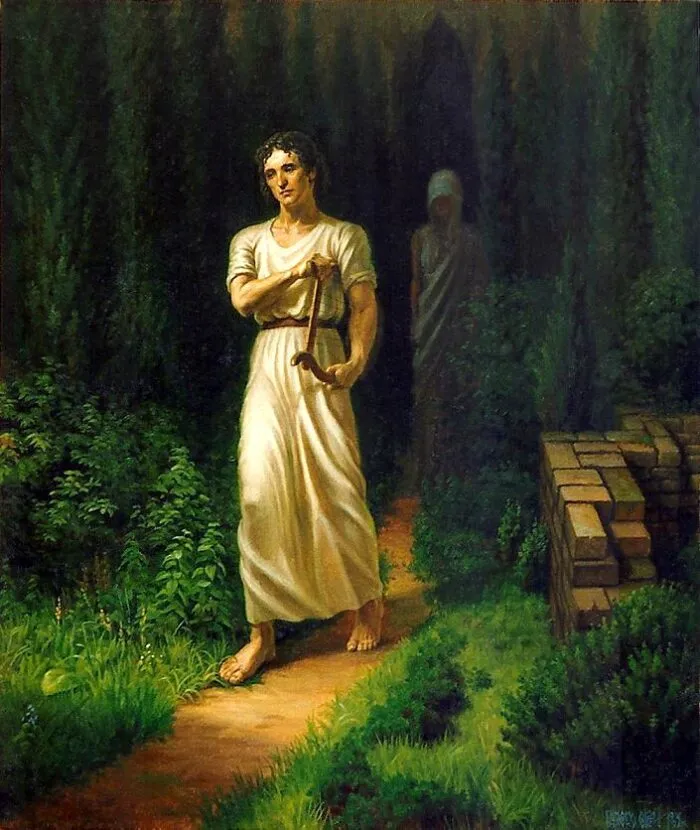 Orpheus wandert zwischen der Welt der Lebenden und dem Tod