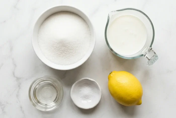 Zutaten für ein Zitronen-Buttermilch-sorbet, hausgemacht. Foto: Jennifer Segal
