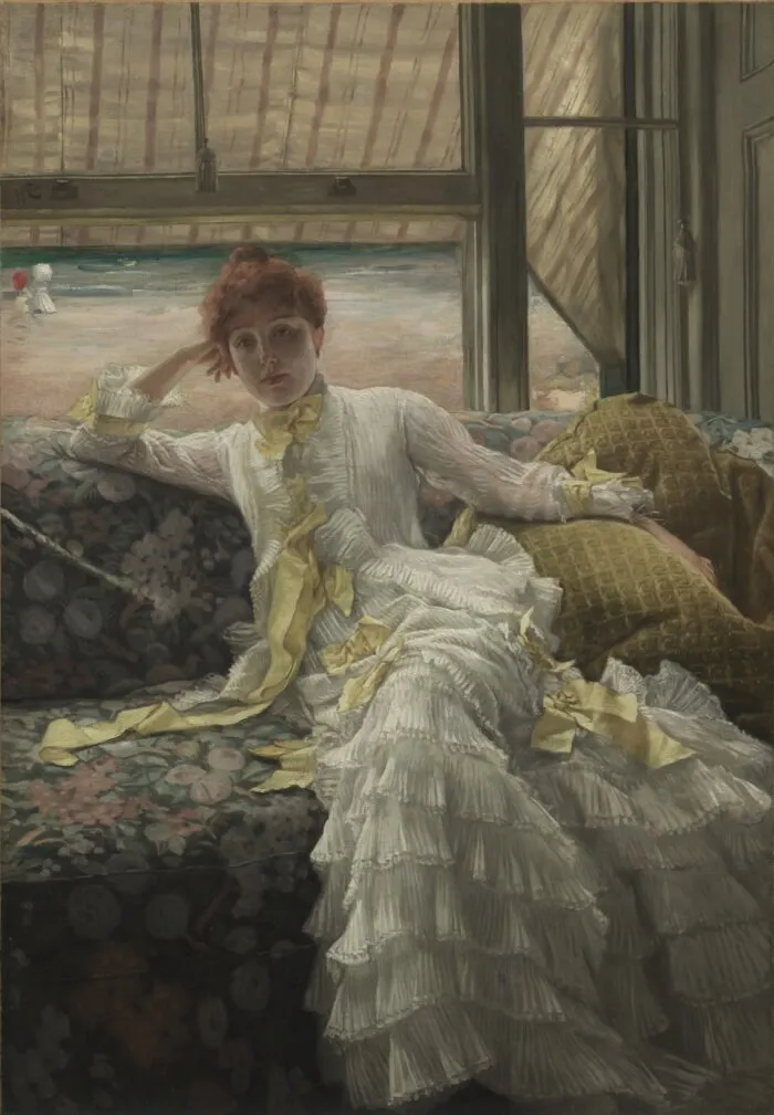 „Am Meer“, 1878, von James Tissot. Natürliche, locker gewebte Fasern wie Baumwolle und Leinen ermöglichten es dem Körper, viel besser zu atmen und Wärme abzuleiten als moderne synthetische Stoffe. Foto: Cleveland Museum of Art, CC0, via Wikimedia Commons