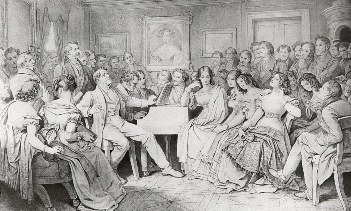 Dieses Gemälde von Moritz von Schwind aus dem Jahr 1868 zeigt den Komponisten Franz Schubert, wie er für Freunde Klavier spielt. So brachte Musik im 19. Jahrhundert Menschen zusammen. Foto: gemeinfrei