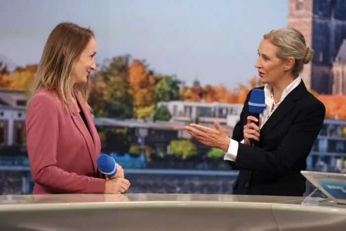 BSW-Spitzenkandidatin Claudia Wittig und AfD-Bundesvorsitzende Alice Weidel standen gemeinsam in einer Wahlsendung.