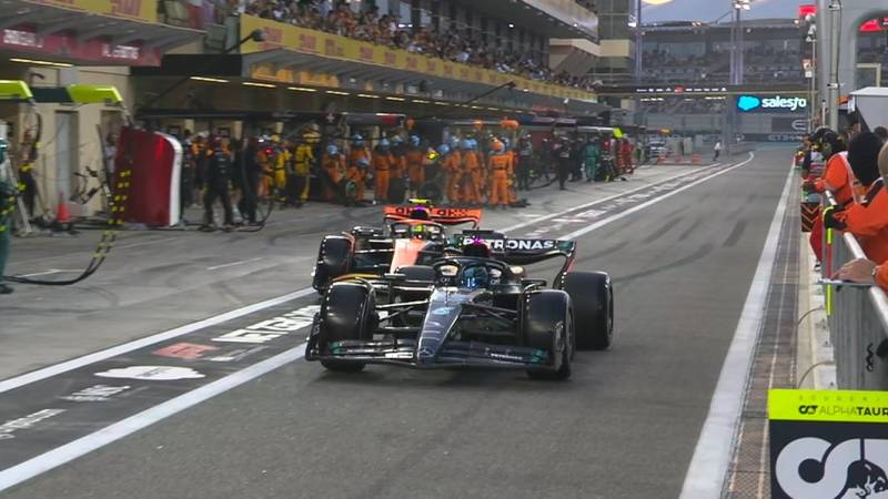 F1 Abu Dhabi gara Russell sorpasso box