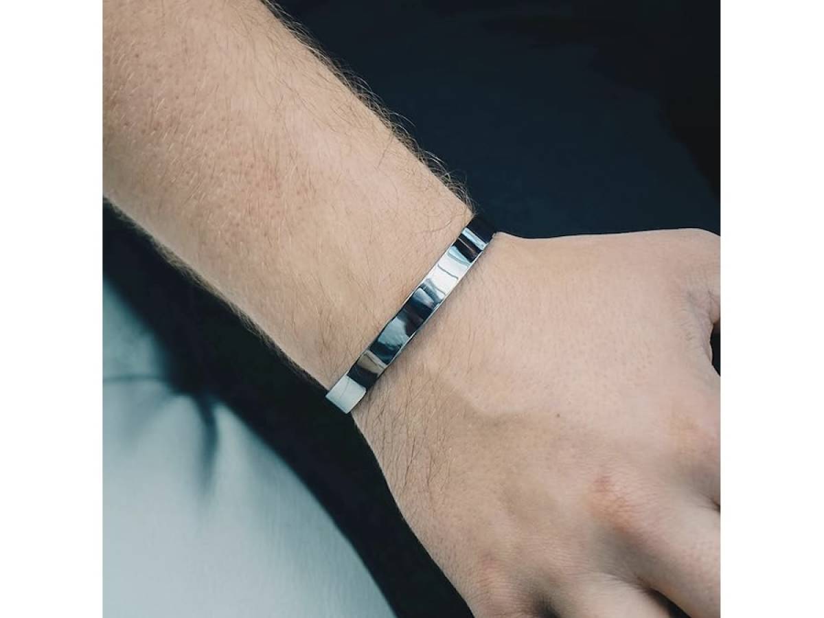 Philip Jones Bracciale rigido da uomo in acciaio