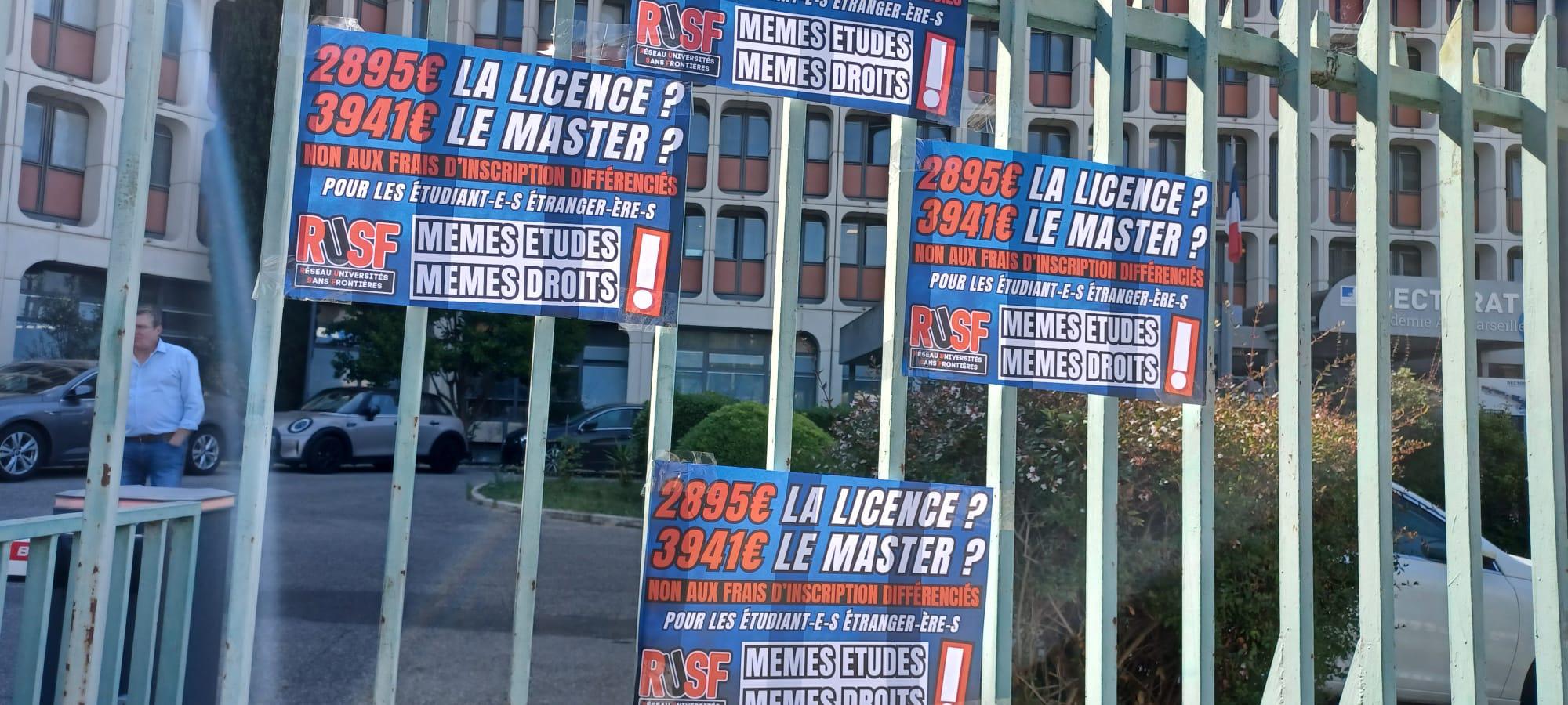 L’action du réseau Universités sans frontières devantle rectorat à Aix
